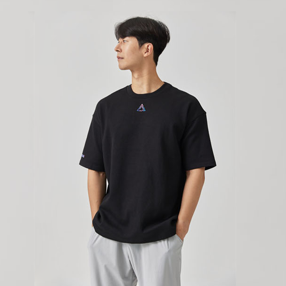 유니 더블 코튼 티셔츠 블랙